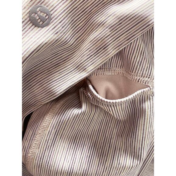 Lululemon Womens Wunder Under High Rise Tights Luxtreme Pink Gray Stripe Pattern - Picture 5 of 8